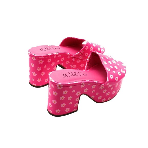 Wild Pair Womens Pink Round Toe Block Heel Slip on Heeled Sandals - Picture 5 of 7